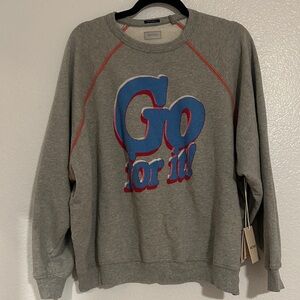 Mother Gray Sweatshirt with Blue and Red Graphic “Go for it!”